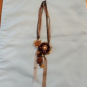 Ribbon and beaded necklace